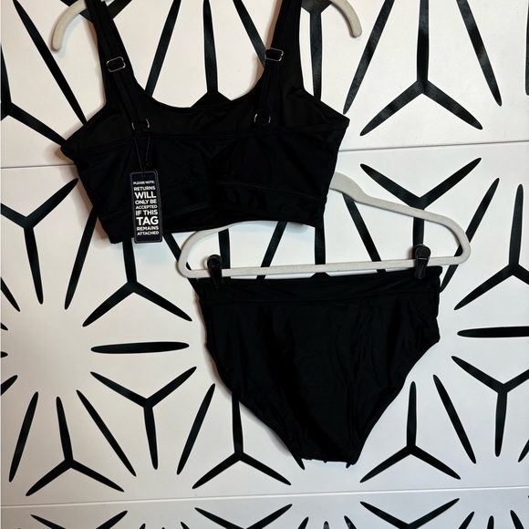 NWT BMJL Black Sporty High Waisted Bikini Two-Piece Cheeky High Cut Size L - Picture 4 of 12